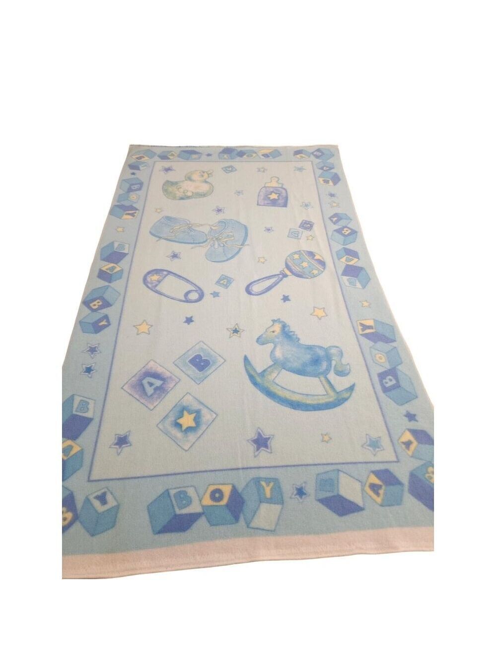 Baby Boy Blue Fleece Fabric Panel Soft Plush Nursery Design 36x60 Inches
